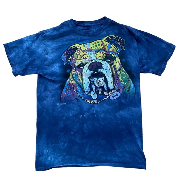 The Mountain Other - The mountain bulldog dog blue tie dye T-shirt